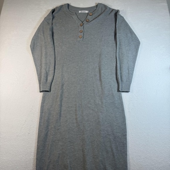Dresses & Skirts - Gray Knit Button-Front Sweater Dress